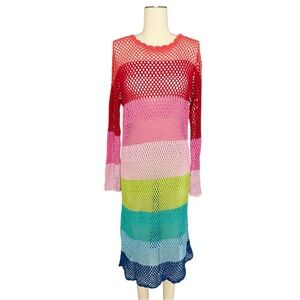 Show Me Your Mumu Paula Rainbow Crochet Midi Dress L